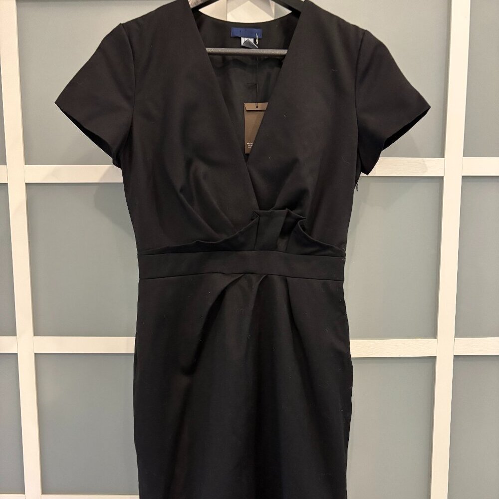 J. Crew black wool midi dress with side zip